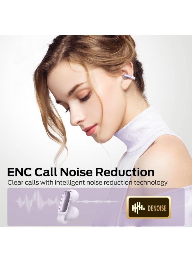 Monster Open AC601 Bluetooth Earbuds - Comfortable Clip-On Wireless Earbuds with Bluetooth 5.4, 32H Playtime Earbuds with ENC Clear Talk, IPX5 Waterproof & Touch Control for Any Occasion (Purple) - Image 3