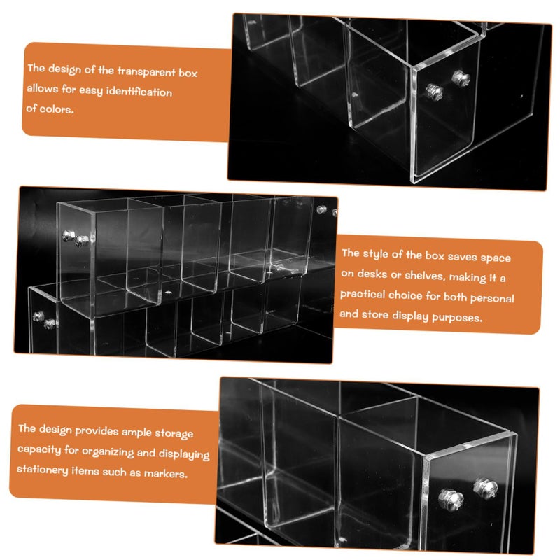 Transparent Acrylic Pen Holder with Layers for Desk Organizer Home Office Art Supplies - Image 4