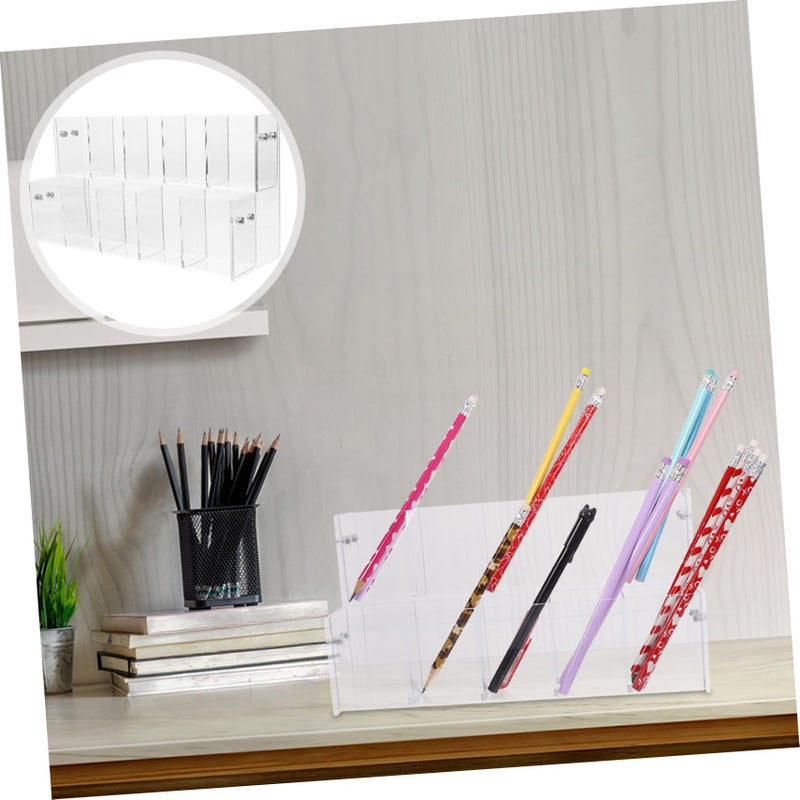 Transparent Acrylic Pen Holder with Layers for Desk Organizer Home Office Art Supplies - Image 3