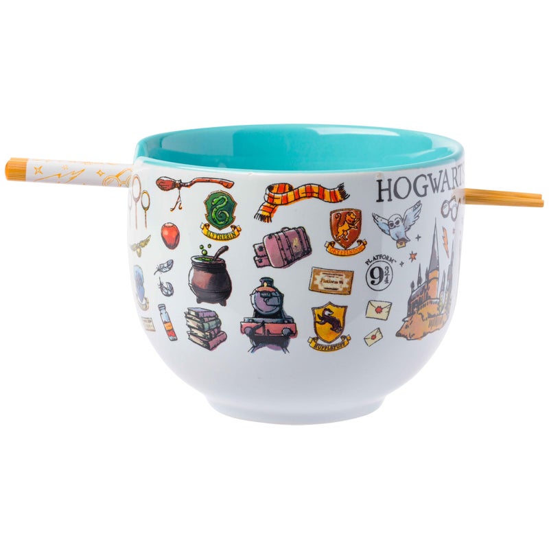 Silver Buffalo Silver Buffalo Harry Potter Icons Ceramic Ramen Noodle Rice Bowl with Chopsticks  Microwave Safe  20 Ounces  - Image 1