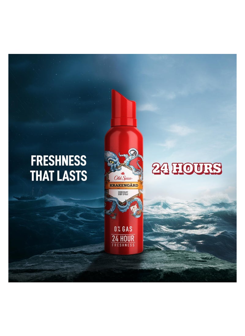 Old Spice Krakengard No Gas 24 hour Long Lasting Freshness Deodorant Perfume Body Spray For Men,140ml  - Image 4