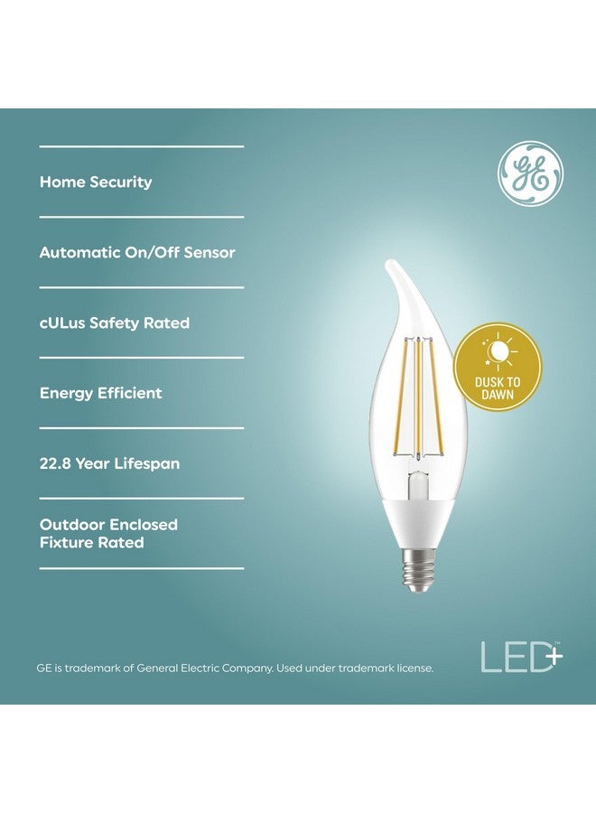 جي إي مصابيح إضاءة LED من GE LED+ CA11 من الغسق إلى الفجر، تشغيل/إيقاف تلقائي لإضاءة الأمان الخارجية، ضوء النهار، قاعدة شمعدان E12 (عبوة من قطعتين) - Image 1