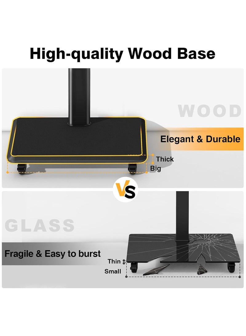 Chulovs Universal Rolling Floor TV Stand with Wheels: 80° Swivel, Height - Adjustable, Fits 32 - 75 Inch LCD/LED/OLED TVs, Supports up to 50 kg, Max VESA 600x400mm  - Image 3