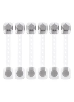 SKY-TOUCH Pack Of 6 Baby Safety Lock With Multi-Functional Adjustable Double Button Baby Anti-Clip Latch System For Cabinets, Drawers, Fridge, Closet Door  - Image 1