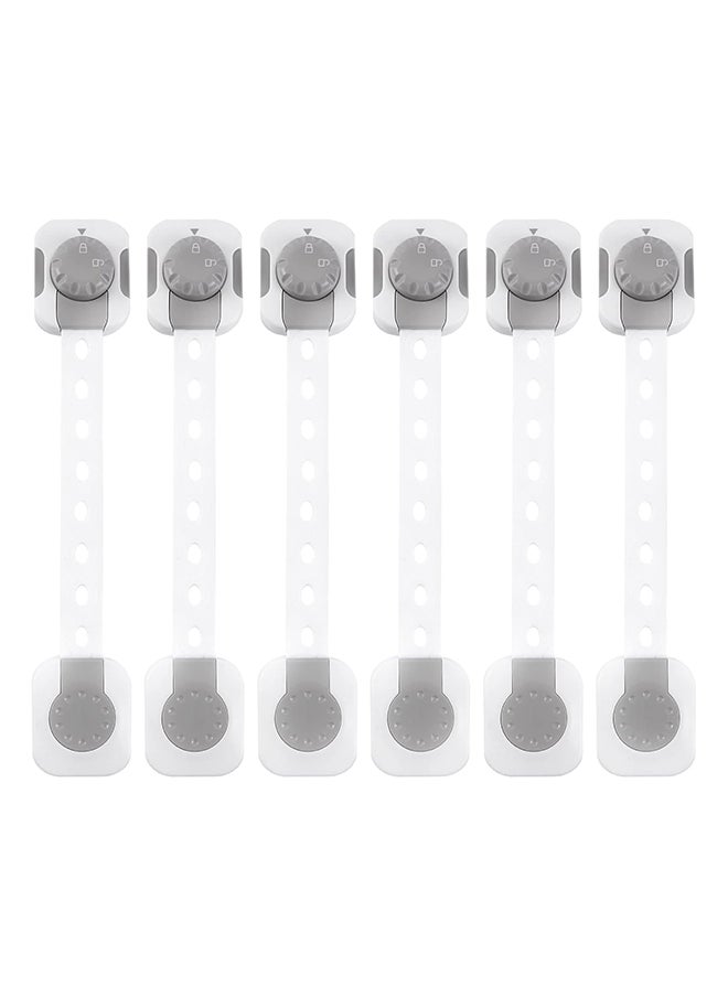 SKY-TOUCH Pack Of 6 Baby Safety Lock With Multi-Functional Adjustable Double Button Baby Anti-Clip Latch System For Cabinets, Drawers, Fridge, Closet Door  - Image 1