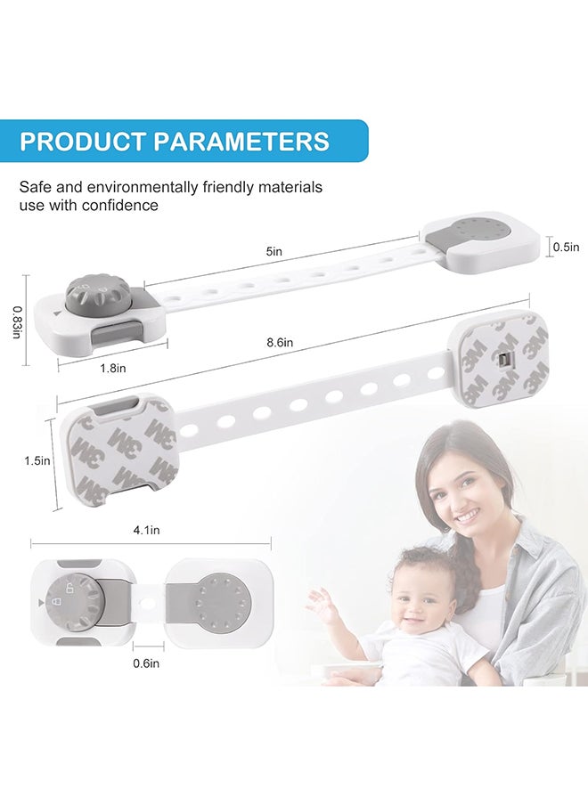 SKY-TOUCH Pack Of 6 Baby Safety Lock With Multi-Functional Adjustable Double Button Baby Anti-Clip Latch System For Cabinets, Drawers, Fridge, Closet Door  - Image 2