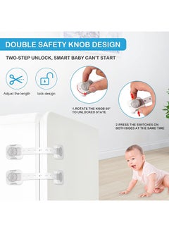 SKY-TOUCH Pack Of 6 Baby Safety Lock With Multi-Functional Adjustable Double Button Baby Anti-Clip Latch System For Cabinets, Drawers, Fridge, Closet Door  - Image 3