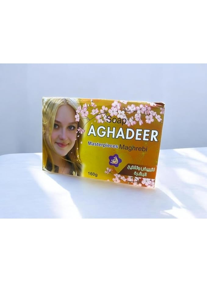 Aghadeer Masterpieces Moroccan Soap, Natural Skin Care, Whitening and Moisturising, 160g