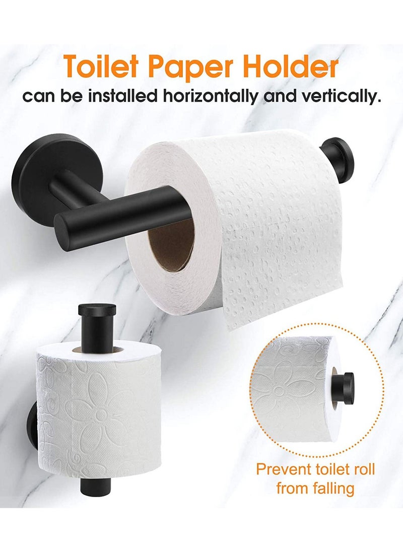KASTWAVE - Bathroom Hardware Set 4 Pcs Matte Black Towel Stainless Steel Simple Firm Bathroom Towel Rack Set Include 16in Bathroom Towel Toilet Paper Holder and 2 Robe Hooks - Image 1