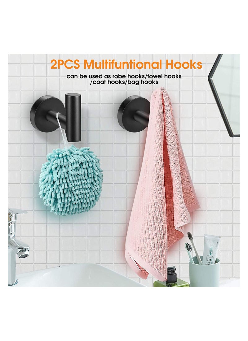 KASTWAVE - Bathroom Hardware Set 4 Pcs Matte Black Towel Stainless Steel Simple Firm Bathroom Towel Rack Set Include 16in Bathroom Towel Toilet Paper Holder and 2 Robe Hooks - Image 1