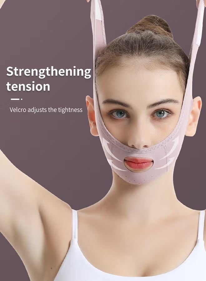 قناع وجه V Line قابل لإعادة الاستخدام، حزام شد ورفع الوجه - مُقلل للذقن المزدوجة - حزام تنحيف الوجه V Line وحزام رفع الذقن (أرجواني) - Image 1