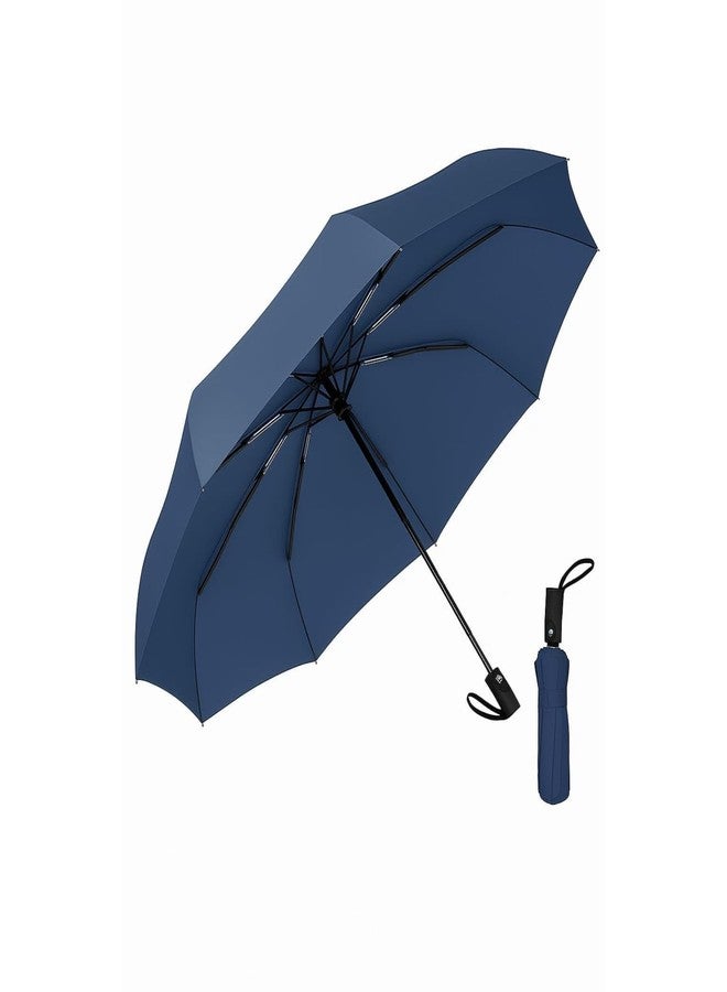 NPB Store Portable Auto-Open Windproof Travel Umbrella - Strong Fiberglass Frame, Auto Open/Close Button, Blue Compact Car Umbrella - Image 1