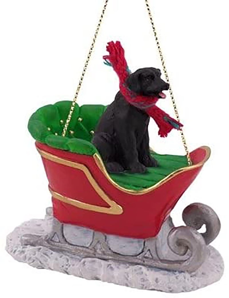 Conversation Concept مفاهيم المحادثة Black Lab Sleigh Ride Christmas حلية - مبهجة! - Image 1