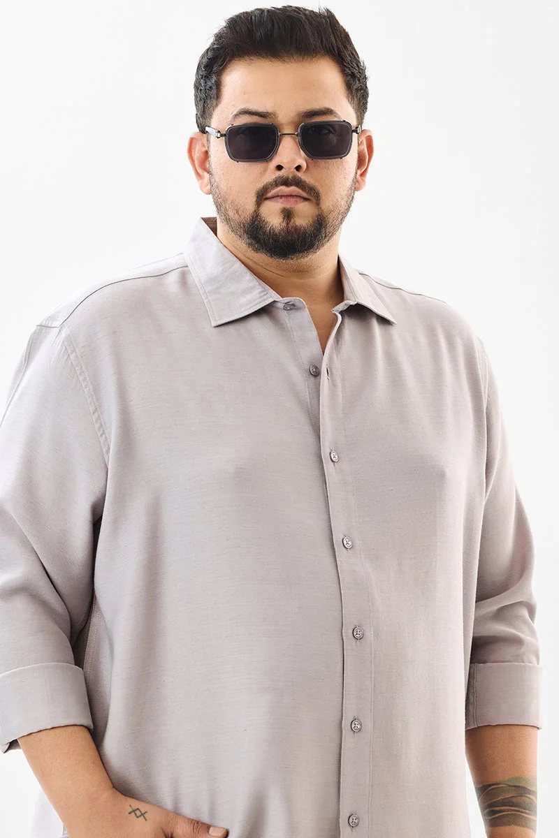SNITCH Regular Fit Linen Blend Light Grey Plus Size Shirt