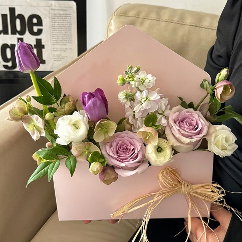 BBJ WRAPS Envelope Flower Boxes for Arrangements Solid Color Korean Floral Box Cardboard Floral Envelope Box Florist Supply, 8.7 x 1.6 x 10.6 Inch - 5 Counts - Image 3