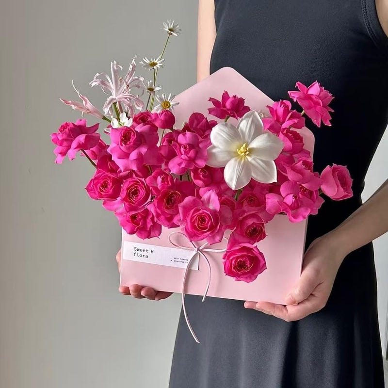 BBJ WRAPS Envelope Flower Boxes for Arrangements Solid Color Korean Floral Box Cardboard Floral Envelope Box Florist Supply, 8.7 x 1.6 x 10.6 Inch - 5 Counts - Image 1