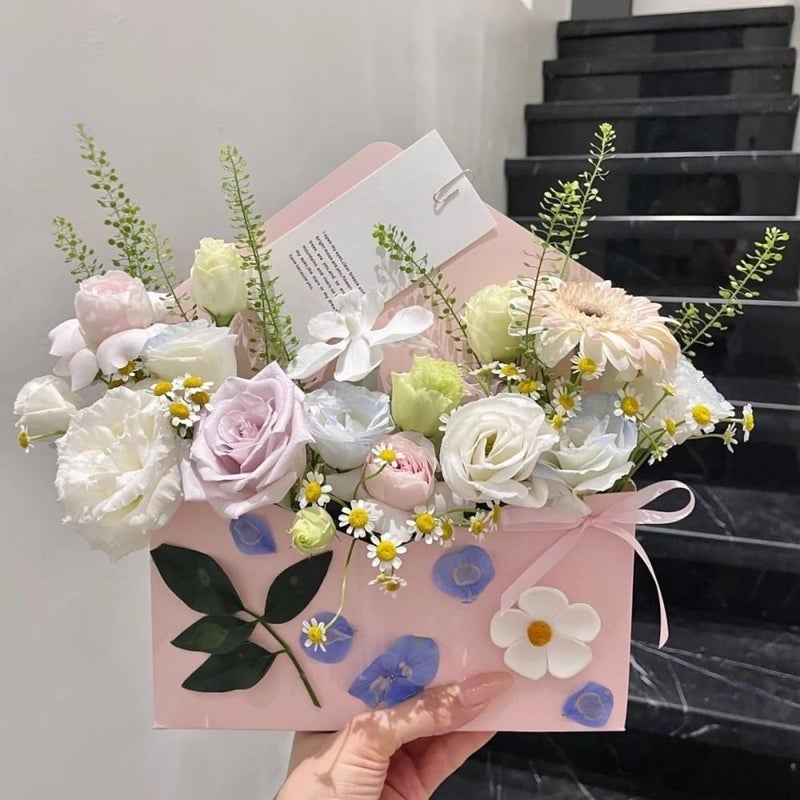 BBJ WRAPS Envelope Flower Boxes for Arrangements Solid Color Korean Floral Box Cardboard Floral Envelope Box Florist Supply, 8.7 x 1.6 x 10.6 Inch - 5 Counts - Image 5