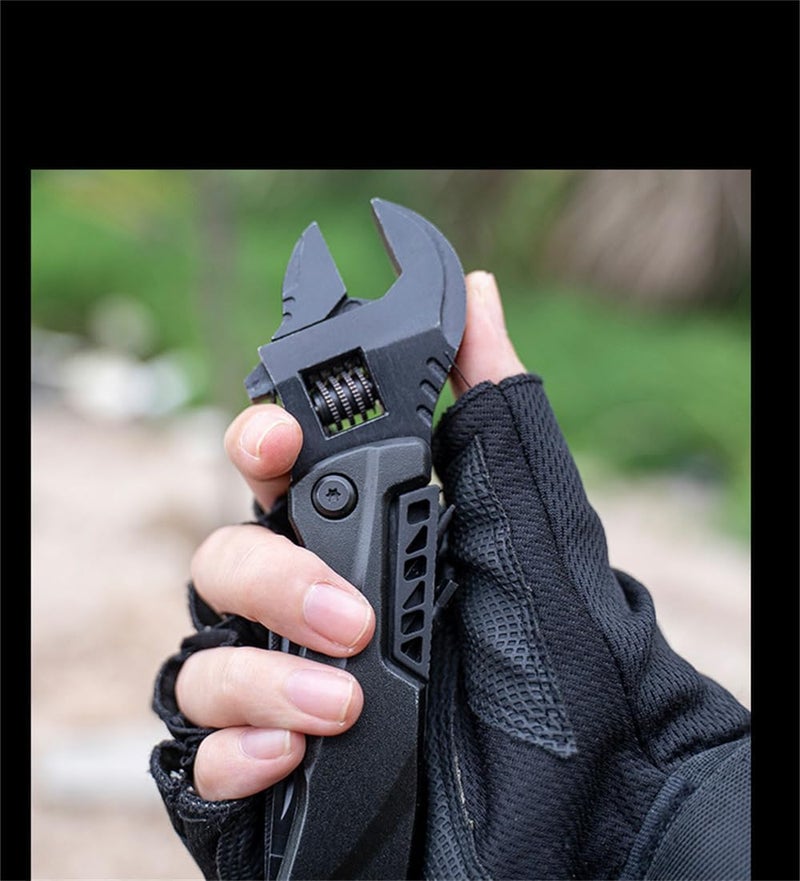 Khazna Adjustable Wrench, Universal Pocket Multifunction Spanner with Flathead Phillips Screwdriver Nail File Bottle Can Opener, Compact Camping Accessory, for Small Projects Repairing - Image 4