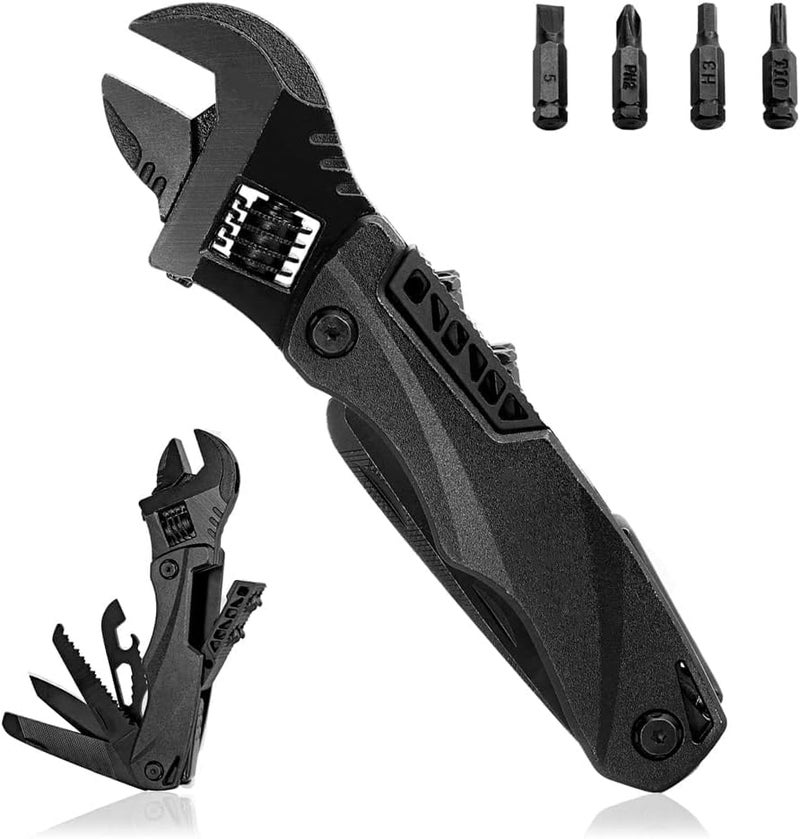 Khazna Adjustable Wrench, Universal Pocket Multifunction Spanner with Flathead Phillips Screwdriver Nail File Bottle Can Opener, Compact Camping Accessory, for Small Projects Repairing - Image 1
