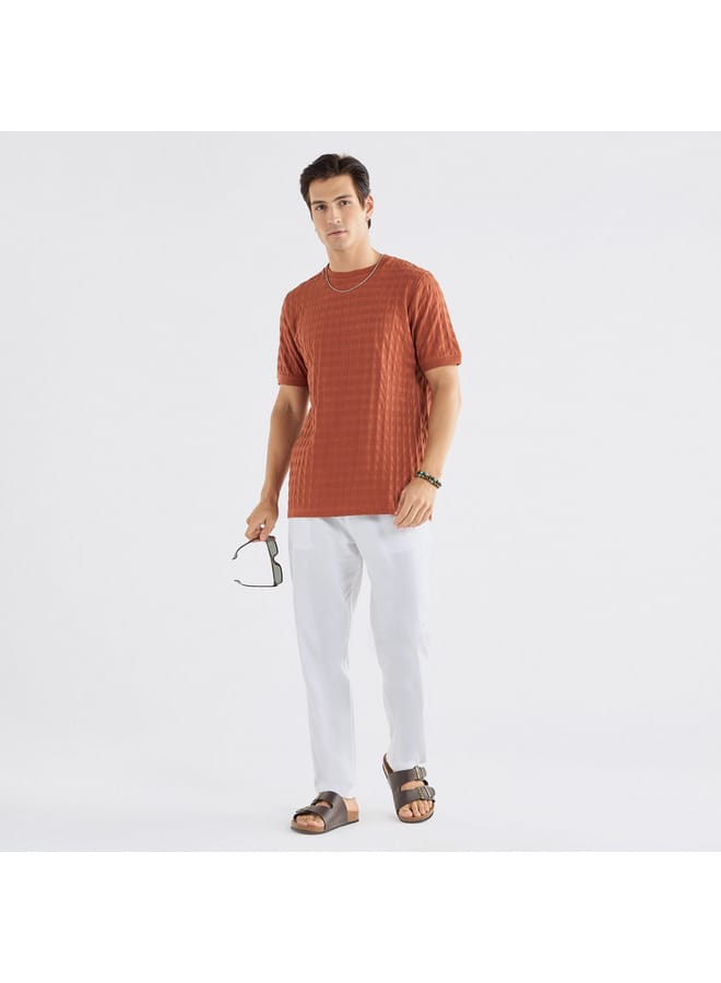 Splash FAV Textured Crew Neck T-shirt with Short Sleeves - Image 2