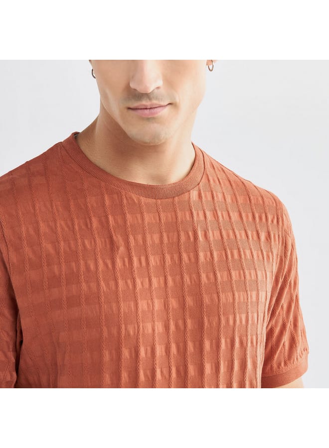 Splash FAV Textured Crew Neck T-shirt with Short Sleeves - Image 4