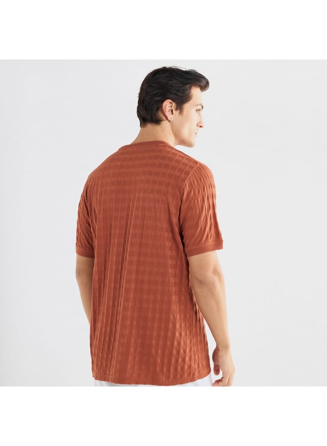 Splash FAV Textured Crew Neck T-shirt with Short Sleeves - Image 3