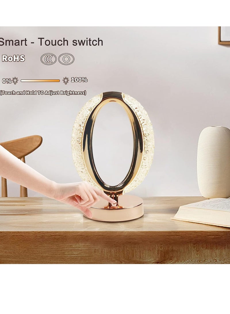 ELTRAZONE Touch Control Crystal Table Desk Lamp, 3-Way Dimmable Light, USB Rechargeable Crystal Diamond Table Lamp, Exquisite Night Stand Light Lamp Beside Lamp for Bedroom Living Room, Decorative Desk Lamp - Image 2