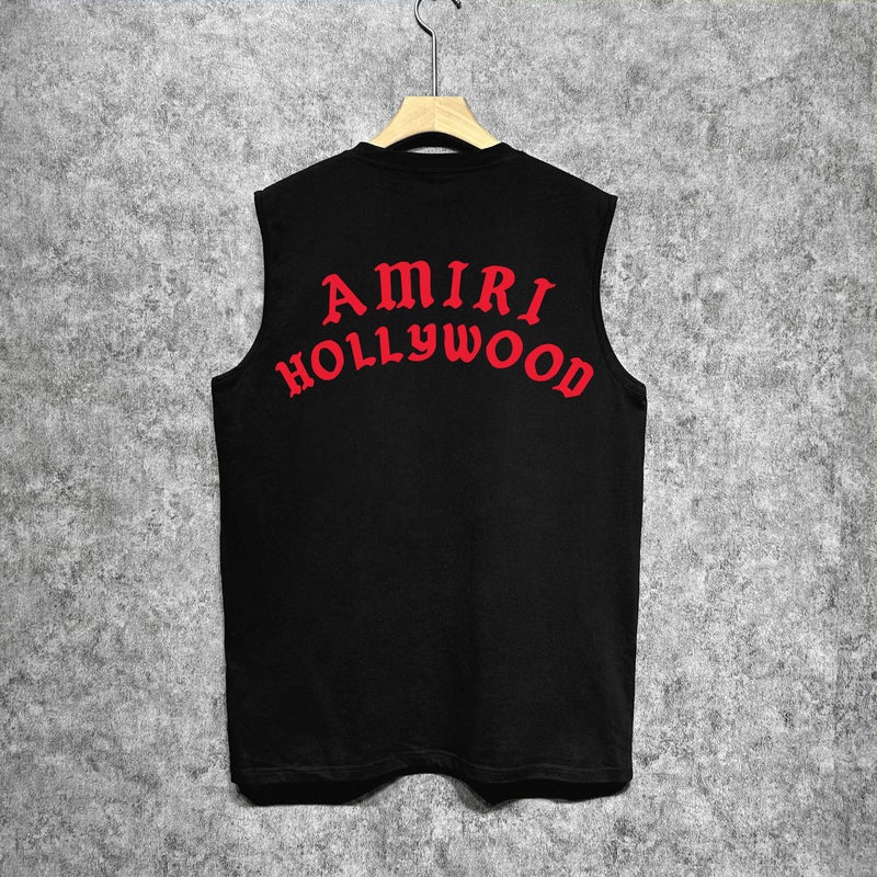 Amiri Trendy Brand Vintage American Washed Printed Waistcoat For Men And Women - Image 1