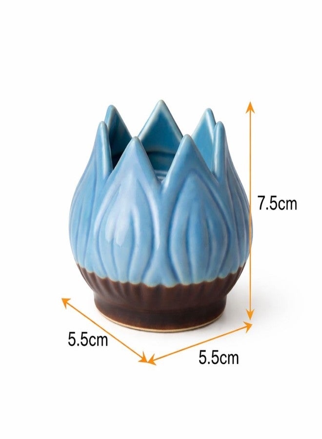 MAYAPURI Ceramic Lotus Incense Holder Pack of 2 | Decorative Agarbatti Stand & Dhoop Dani for Pooja | Handmade Incense Stick & Cone Holder for Home Temple, Meditation & Yoga (Multi-Color) - Image 3