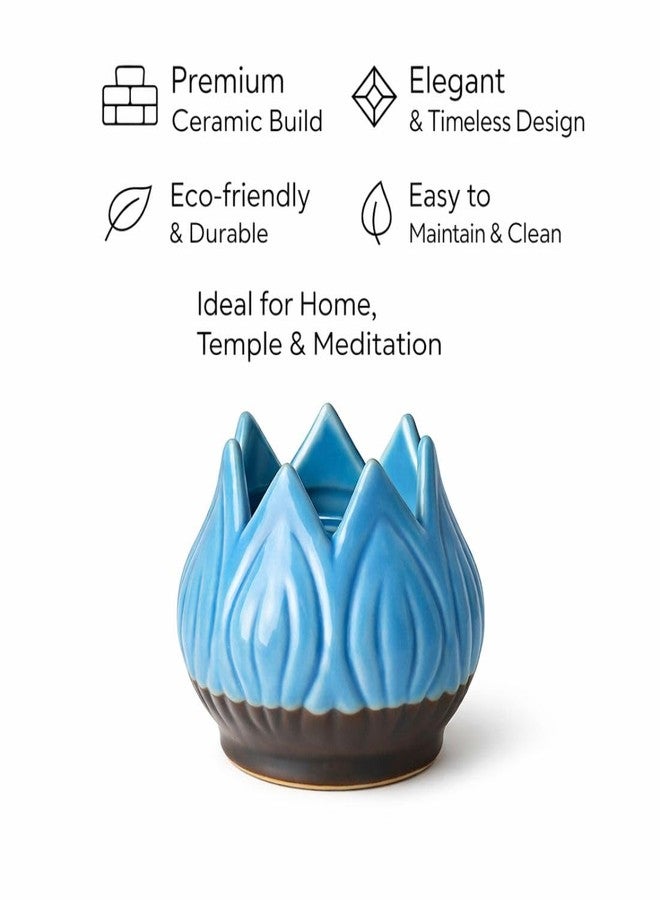 MAYAPURI Ceramic Lotus Incense Holder Pack of 2 | Decorative Agarbatti Stand & Dhoop Dani for Pooja | Handmade Incense Stick & Cone Holder for Home Temple, Meditation & Yoga (Multi-Color) - Image 4