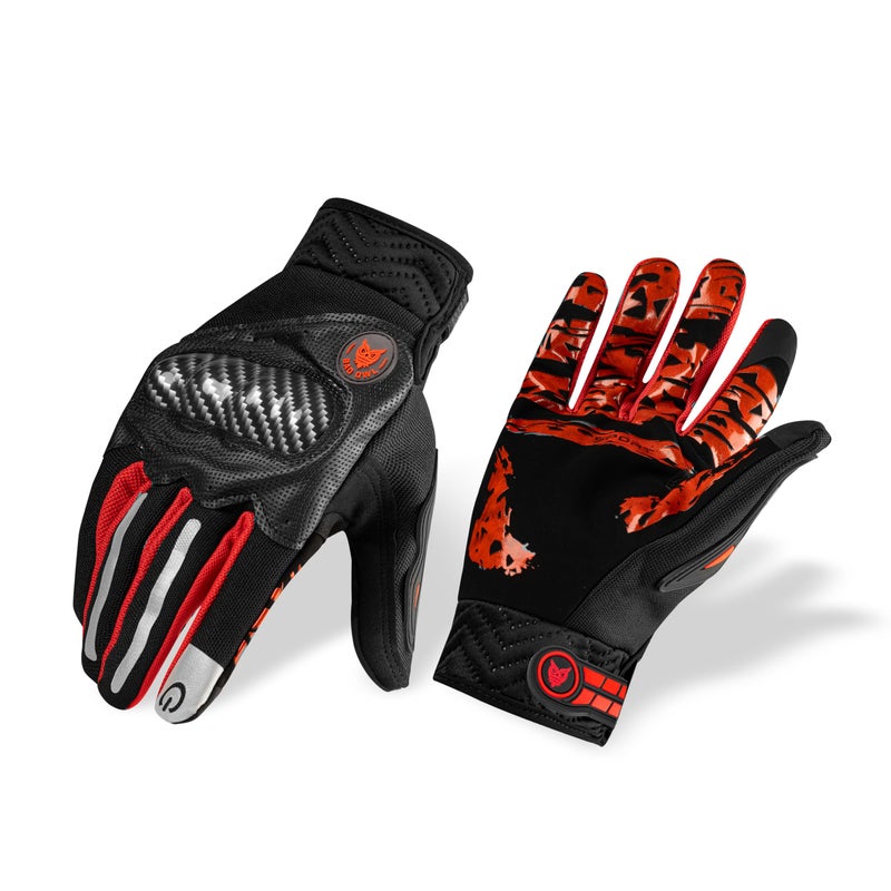 BADOWL Carbon Fiber PVC Knuckle Protection Riding Gloves | Touchscreen Sports Gloves with Anti-Slip Grip | Breathable, All-Weather, (RED, M) - Image 5