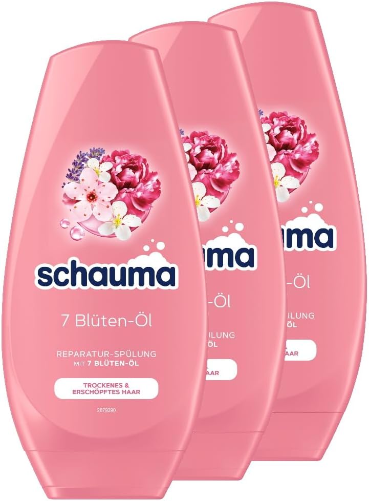 Schauma Schwarzkopf Repair Conditioner 7 Flower Oil 3 x 250 ml Hair Conditioner for Dry and Exhausted Hair Conditioner Gives Radiant Shine without Weigh Down