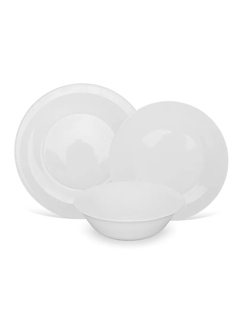 Fissman 12 Piece Dinnerware - Piece Plate 20cm, Plate 25.5cm, Bowl 16.5cm Opal Glass Dinner Set Felizia Series