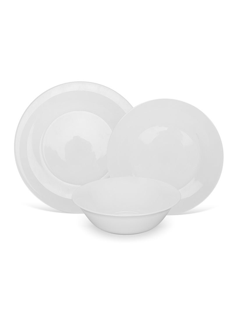 Fissman 12 Piece Dinnerware - Piece Plate 20cm, Plate 25.5cm, Bowl 16.5cm Opal Glass Dinner Set Felizia Series - Image 1
