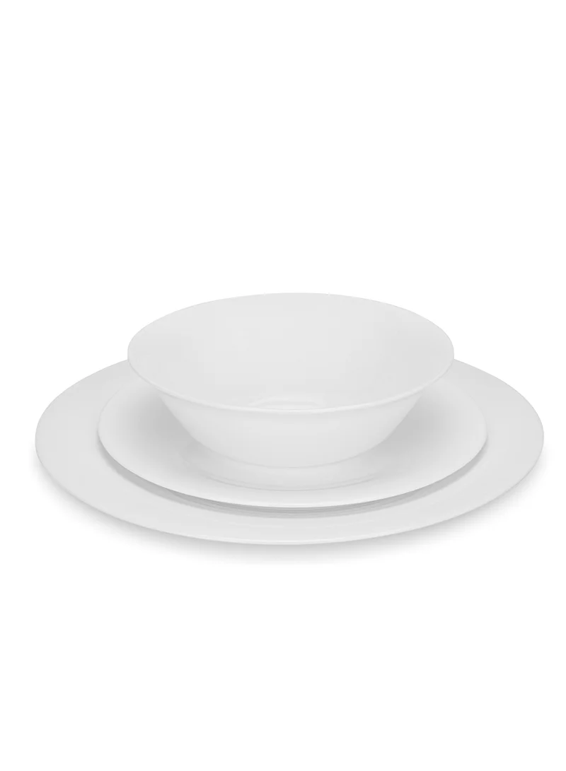 Fissman 12 Piece Dinnerware - Piece Plate 20cm, Plate 25.5cm, Bowl 16.5cm Opal Glass Dinner Set Felizia Series