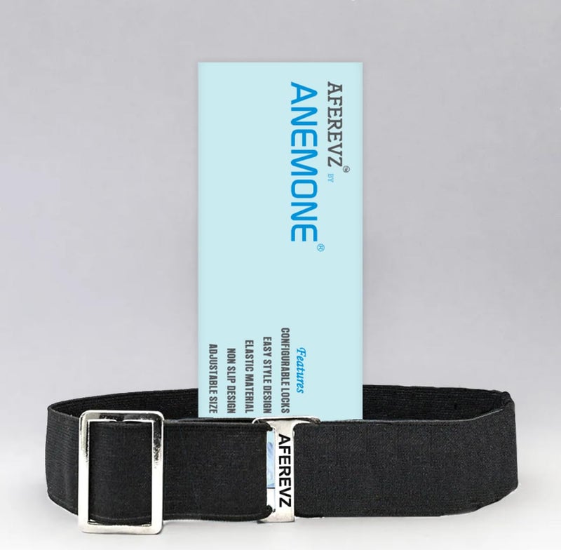 ANEMONE Advanced Tucker Shirt Stay Tuck In Adjustable Belt For Men And Women | Formal, Garter Elastic Strecheable Belt, Black - Image 2