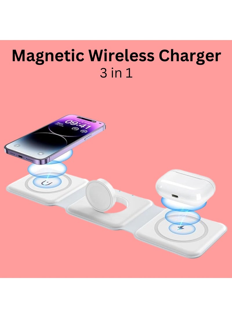 Generic - 3 IN 1 Magnetic Wireless Charger for Mobile, Smart Watch & Headset - Image 1