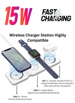 3 IN 1 Magnetic Wireless Charger for Mobile, Smart Watch & Headset