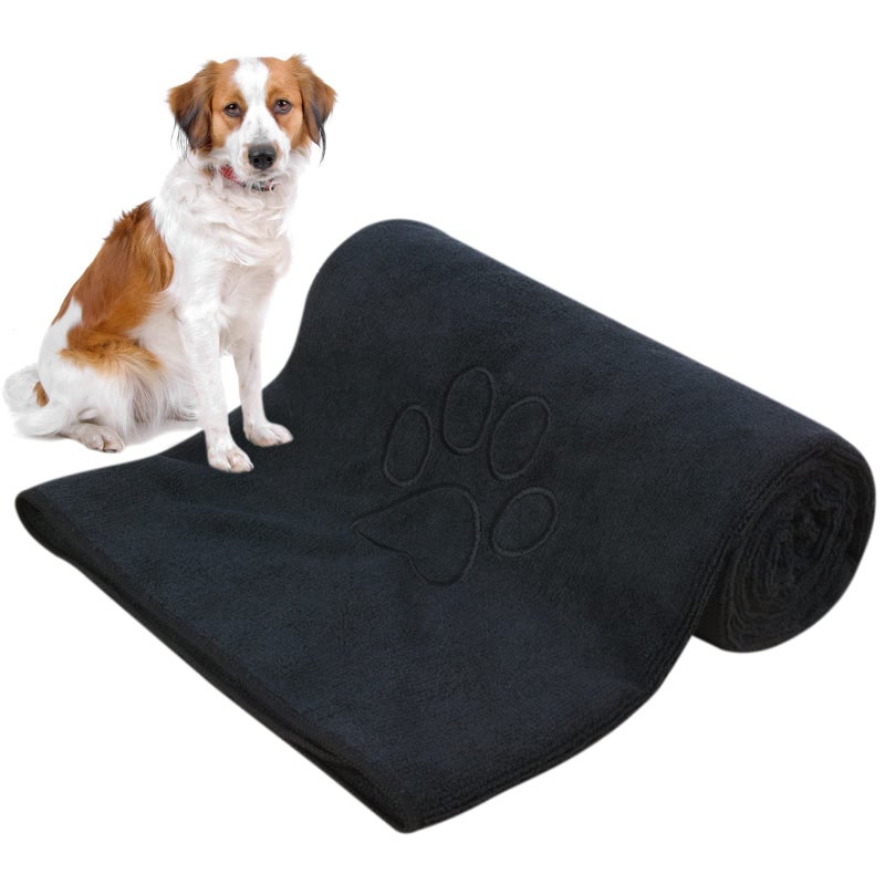 KinHwa Dog Towel Super Absorbent Pet Bath Towel Microfiber Dog Drying Towel for Small Medium Large Dogs and Cats 30inch x 50inch Black