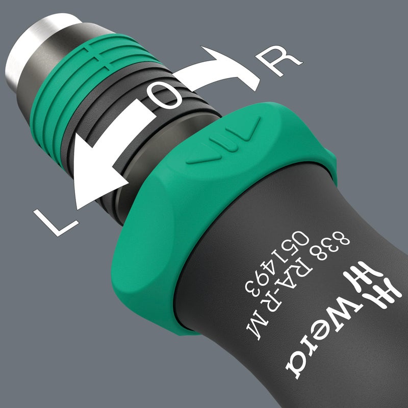 Wera Screwdriver, Kraftform Kompakt 838 RA-R M Set 1, 15 Pieces, Hex, Phillips, Torx, Pozidriv, Ratchet Mechanism, Quick-Release Chuck - Image 5