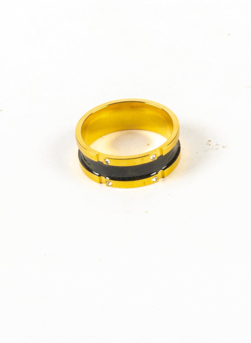 The Black Pearl Accessories Chinese Gold Ring Black & Gold with Zircon Stones Size 8/18  - Image 2