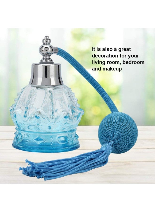 klarako Glass Perfume Bottle Refillable Empty Spray Bottle Vintage Style Perfume Bottle with Tassel 80ml Blue - Image 4