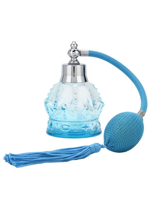 klarako Glass Perfume Bottle Refillable Empty Spray Bottle Vintage Style Perfume Bottle with Tassel 80ml Blue - Image 1