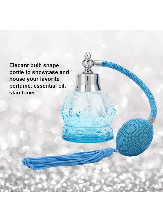 klarako Glass Perfume Bottle Refillable Empty Spray Bottle Vintage Style Perfume Bottle with Tassel 80ml Blue - Image 3