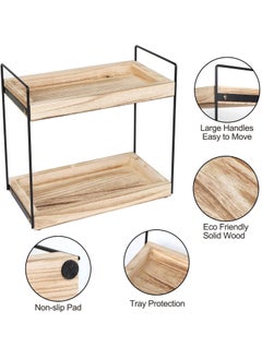 XiuWoo 2 Tier Wooden Metal Bathroom Counter Organizer,  Bathroom Organizer Countertop Storage Shelf, Bathroom Trays, Cosmetic Holder, Kitchen Spice Storage, Vanity Organizer Shelf, Home Storage Rack  - Image 2