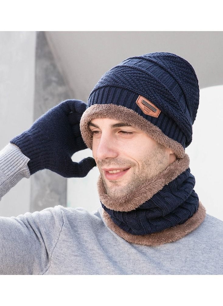 Loquat Winter Padded Set Cap Knitted Hat Scarf 3-Piece Set  - Image 1