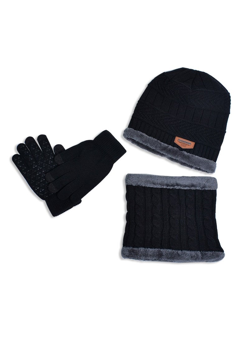 Loquat Winter Padded Set Cap Knitted Hat Scarf 3-Piece Set  - Image 2