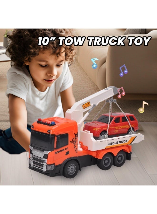 The Toys Home Licensed Scania Official Licensed Rescue Tow Truck Toy 1:64 Scale – Friction Powered Push & Go Recovery Truck with 360° Rotatable Crane, Retractable Lifting Platform | 10 Inch Kids Truck Toy Age 3+ - Image 5