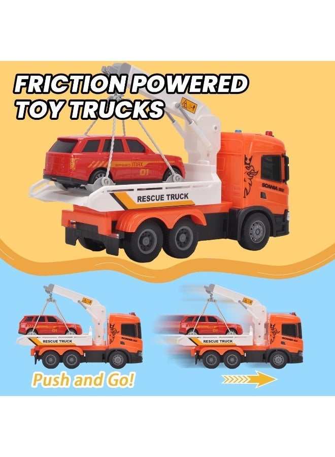 The Toys Home Licensed Scania Official Licensed Rescue Tow Truck Toy 1:64 Scale – Friction Powered Push & Go Recovery Truck with 360° Rotatable Crane, Retractable Lifting Platform | 10 Inch Kids Truck Toy Age 3+ - Image 3