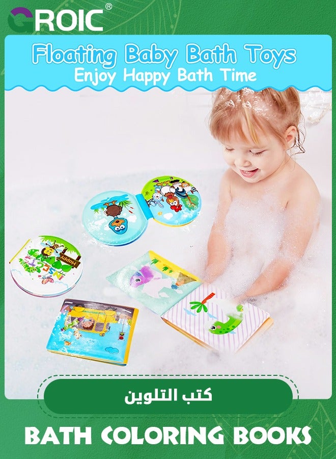GROIC 4PCS Bath Coloring Books,2 in 1 Baby Bath Toys,Waterproof Mold Free Bathtime Books Toddler Shower Bathtub Toys,Kids Learning Bath Toys,Kids Educational Infant Bath Toys - Image 2